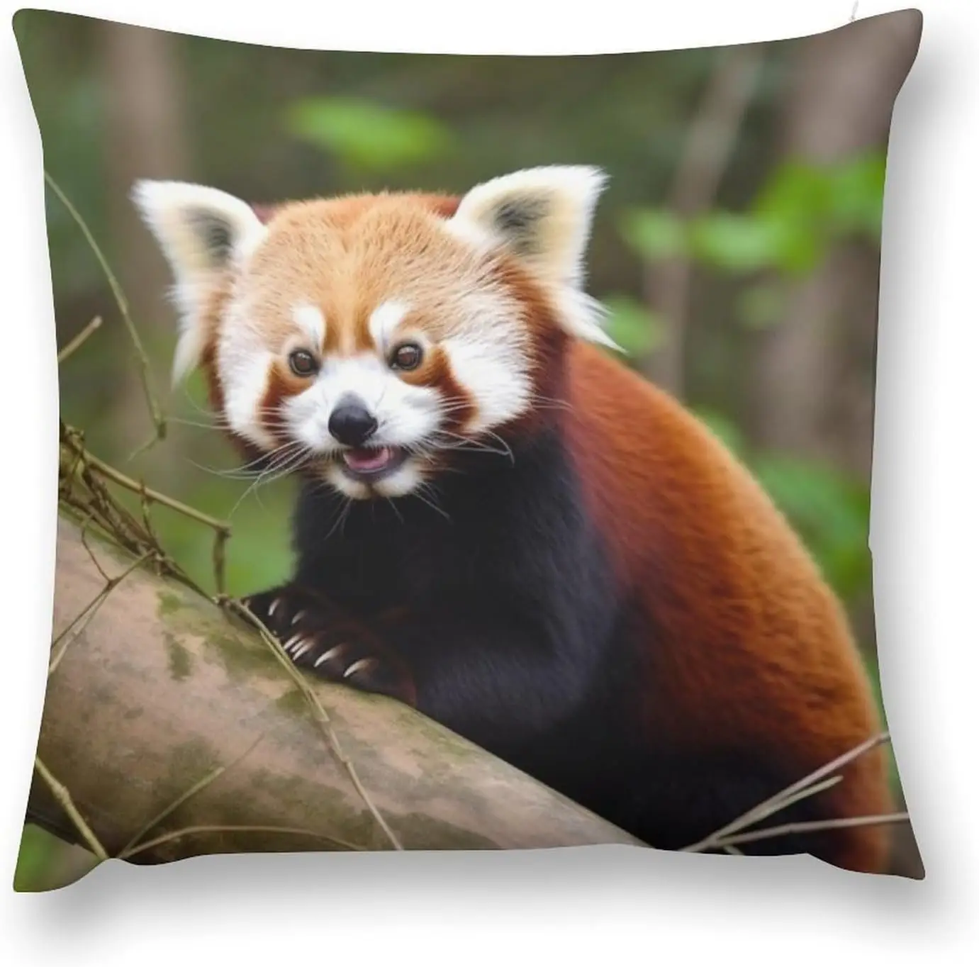 Cute Red Panda Pillowcase, Realistic Little Panda Animal Photo Cushion Cover, Nature Lover Home Decor, Soft Sofa Throw Gift