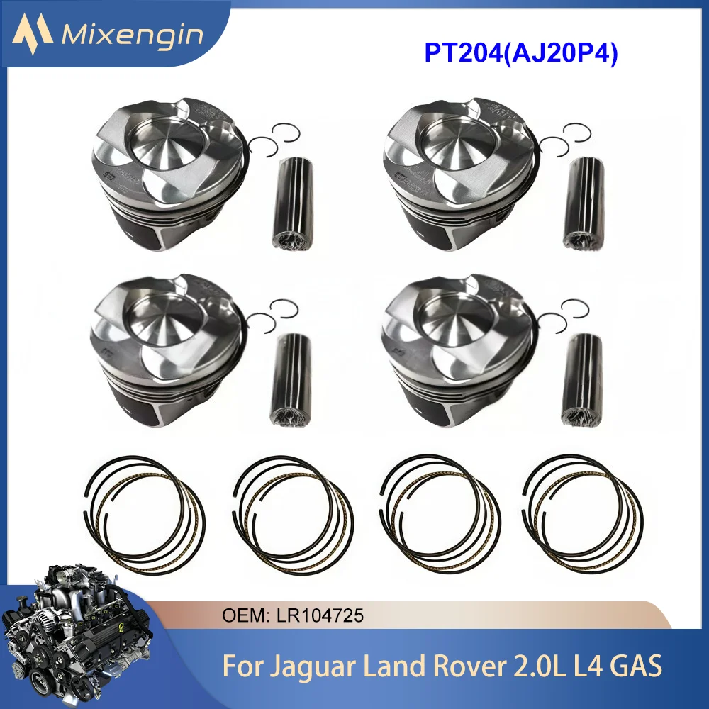 Juego de 4 pistones y anillos para motor de auto Jaguar E-PACE F-PACE XE XF Land Rover PT204 AJ20P4 2.0L L4 GAS LR104725 2017-2020