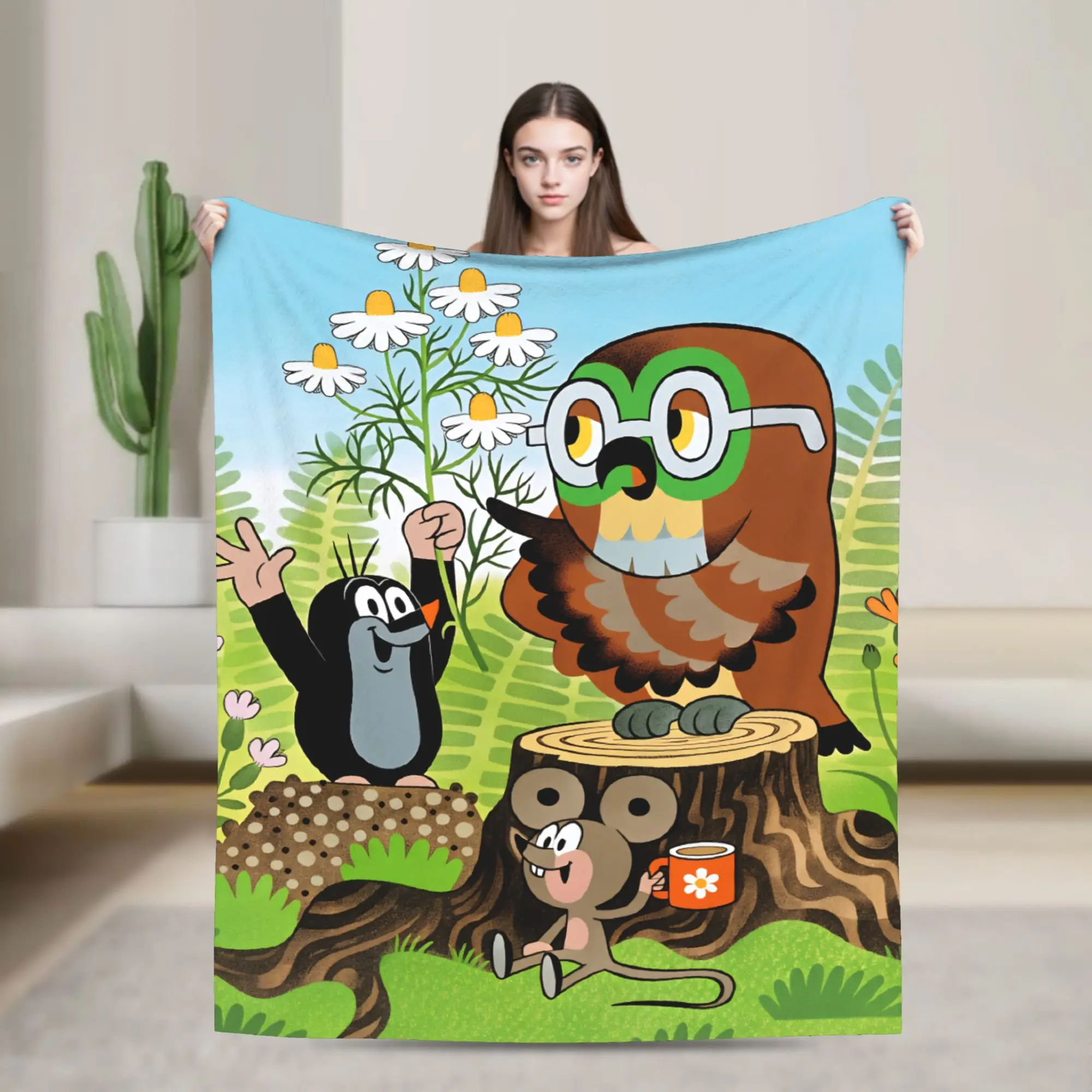 Soft Throw Blanket Camping Czech Cartoon Krtek Mole Blanket  Flannel Bedspread For Bedroom Trend Sofa Bed Cover
