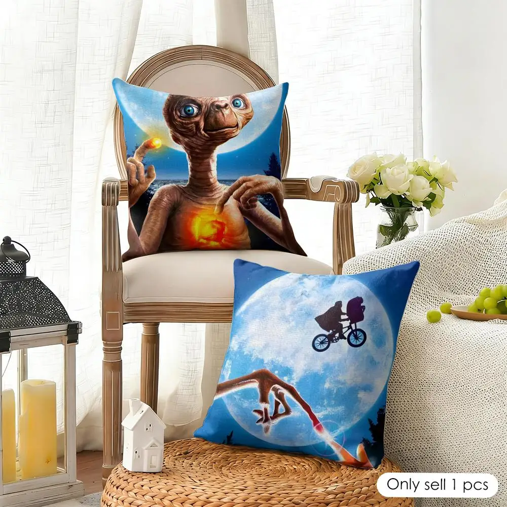 MOVIE E.T.the E-Extra-Terrestrial Cushion Cover Organic Linen Square Pillow Case Durable Non-Allergenic And Kind To Skin