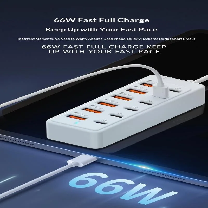 12 In 1 Power Strip Multi Port USB Charger Station Wall Desktop Power Adapter 6 USB 6 Type C Fast Charging Charger For Phone