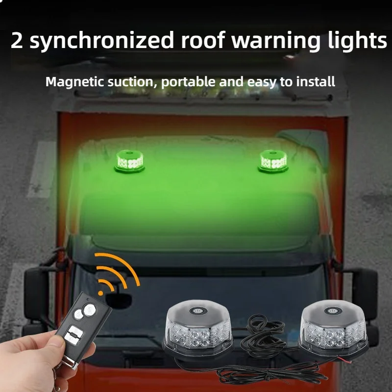

Super Bright Flashing Roof Light Remote Strobe Magnet Lamp One To Two Ceiling Trunk Warning Light Green Yellow Waterproof