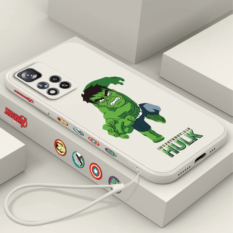

Marvel Hulk Cartoon Liquid Left Rope For Xiaomi Redmi Note 13 12 12S 12R 11 11T 11S 10 10S Pro Plus 5G Soft Phone Case