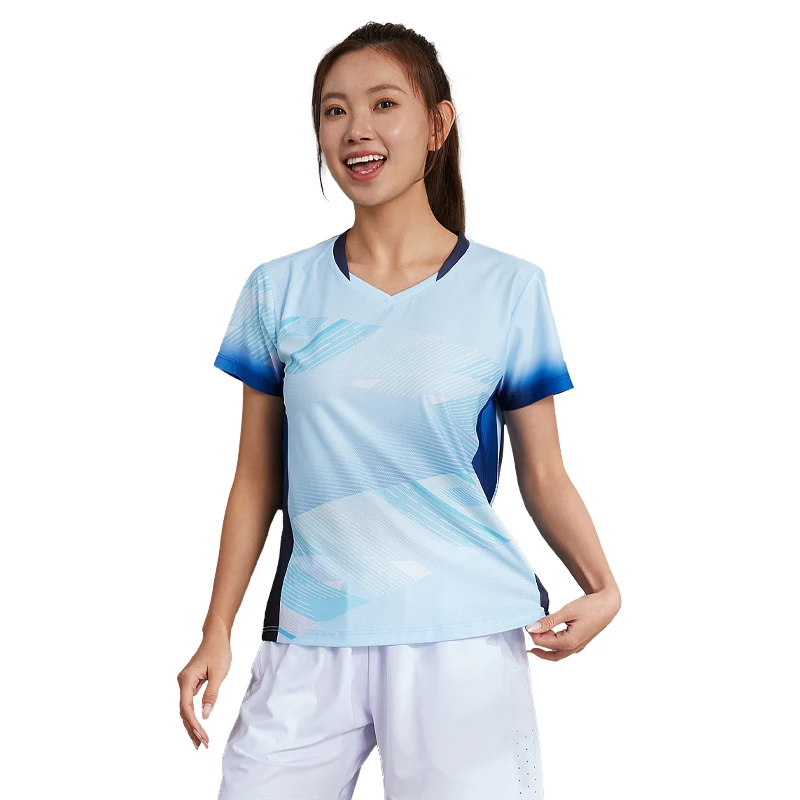 Badminton Shirt Women New Sportswear Quick Dry Breathable Table Tennis 3D Clothes Team Game Short Sleeve Woman Sports Uniform