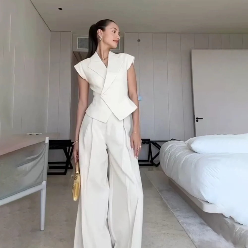 

Loose Casual Jacket Pants For Women 2 Pieces Female Suit Office Lady Chic Outfits Conjunto De Dos Piezas Para Mujer Elegante