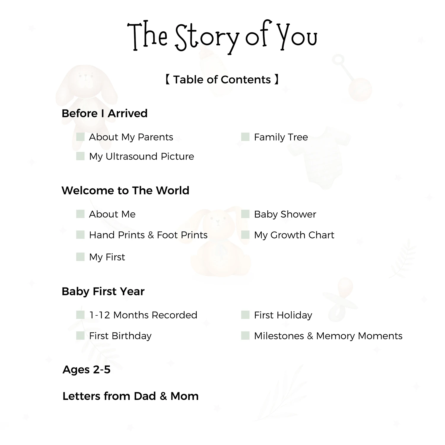 ERATOPIC First 5 Years 86-pages Baby First Year Keepsake Memory Book For New Parents Gift