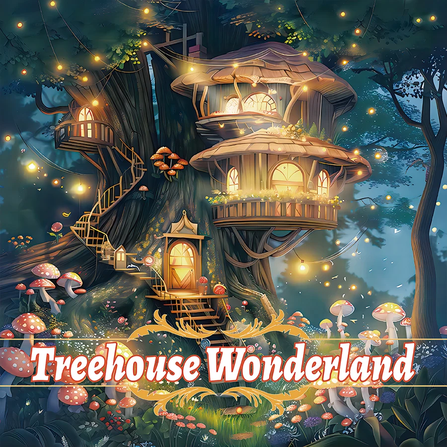 Adult Picture Book Treehouse Wonderland Coloring Book 20 Page For Relieve Stress Kill Time Kid Graffiti Painting Drawing