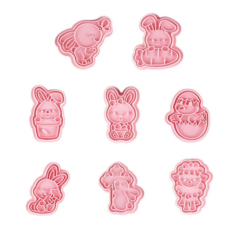 

8 Pack Easter Theme Pattern Cookie Moulds Cookie Cutters Biscuits Molds Plastic Cookie Stamps Perfect Gifts for Children