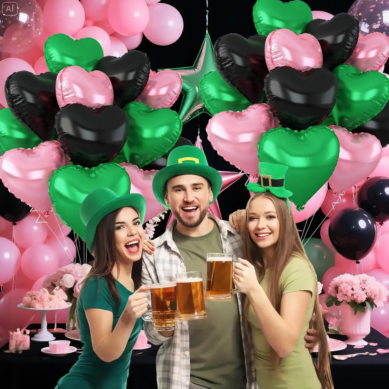 12 Stück 45,7 cm rosa grüne herzförmige Folien-Heliumballons für Babyparty, Hexe, Motto, Geburtstag, Jahrestag, Party-Dekorationen – Detail 5