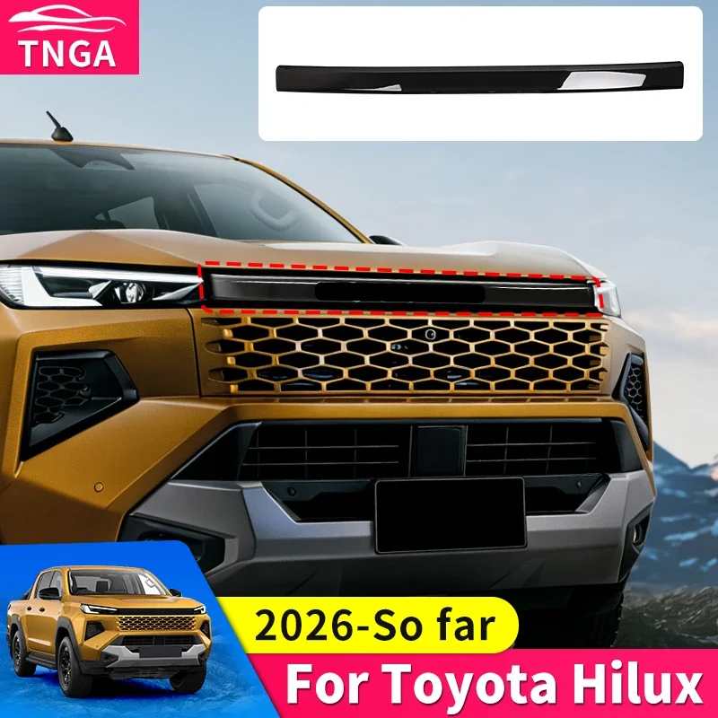 

For 2026 Toyota Hilux SR SR5 Rogue / Rugged X Upper Front Grille Decorative Strip Upgrade Protection Exterior Accessories