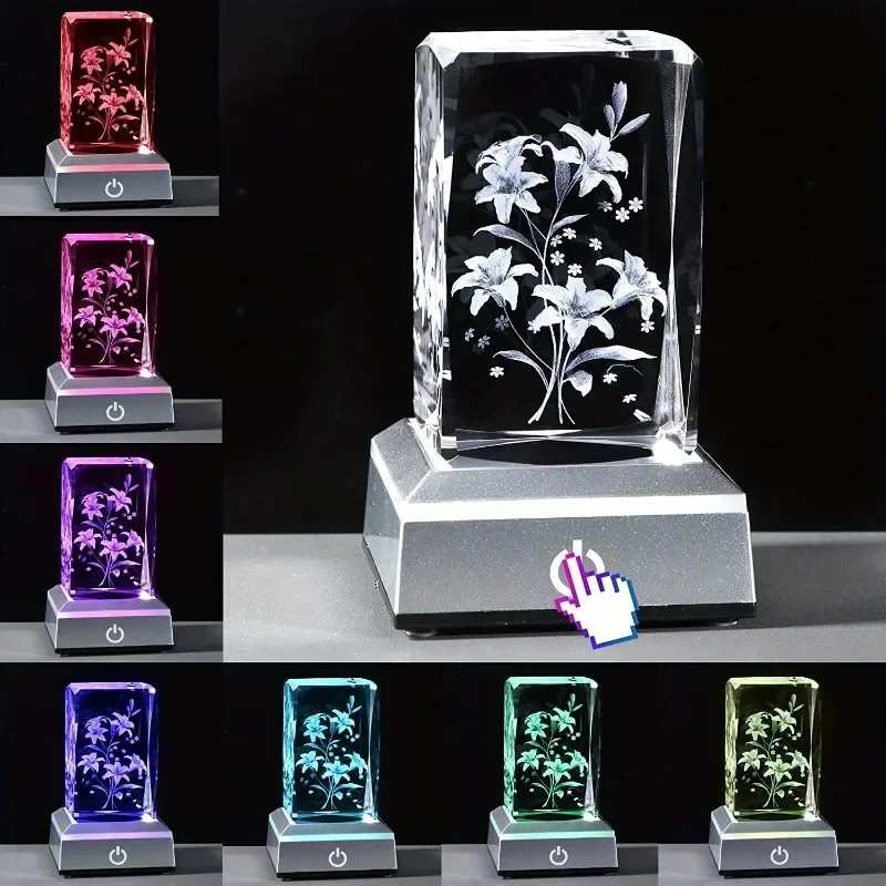 Criativo led artesanato de cristal cravo rosa luz da noite interior casa quarto estudo sala estar atmosfera decoração iluminação