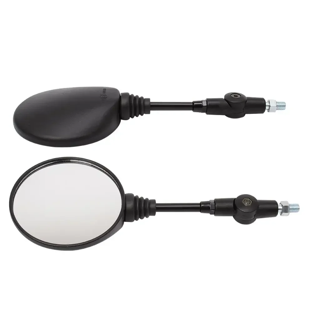 Universal 10mm Black Motorcycle Side Mirror, Anti-fall Folding Round Rearview Mirror