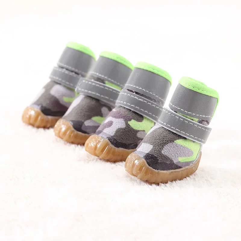 Pet Small Dog Dog Teddy Bichon Shoes Luminous Camouflage Cotton Shoes Autumn and Winter New Warm Bichon Thickened