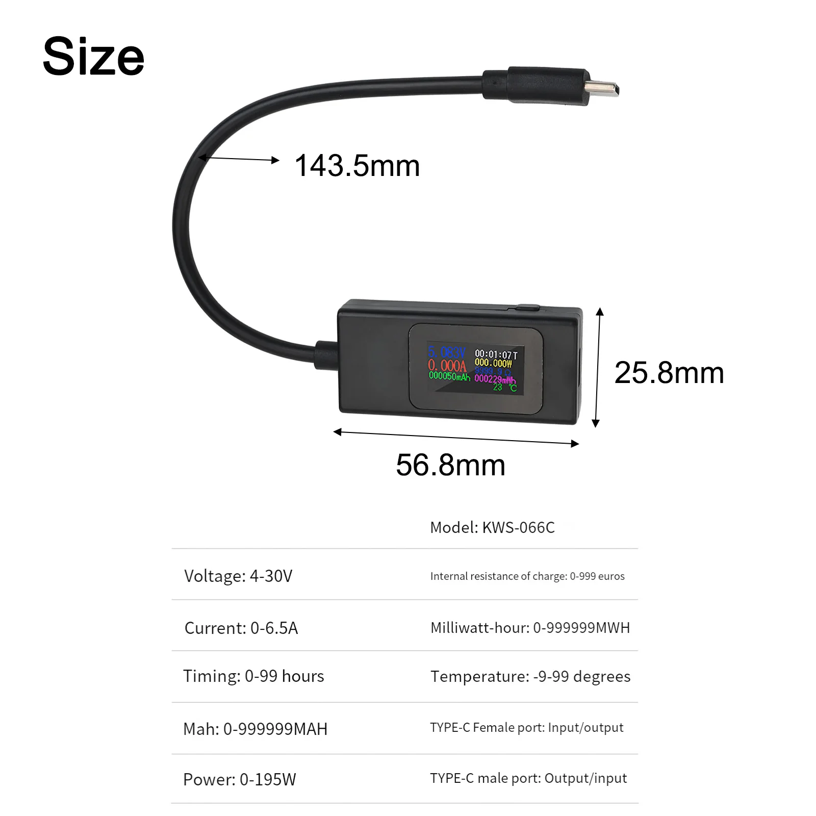 Charging Status Check Power Meter Charging Status Display Charging Status Indicator Usb Tester 56.8 143.5*25.8mm