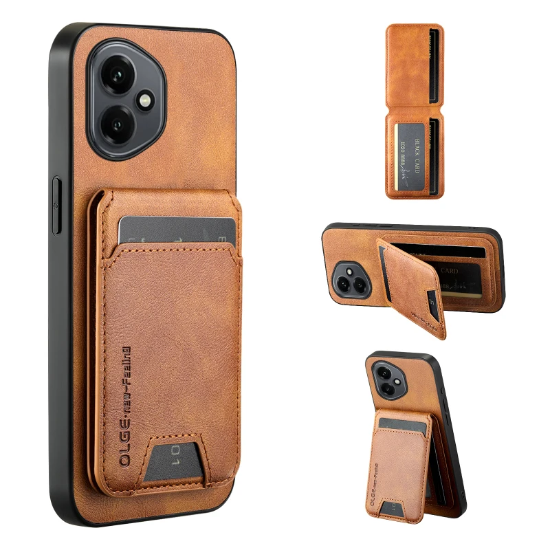 

Magsafe Magnetic Wallet Card Slot Bracket Solid Color Leather Phone Case For Honor 400 Pro 200 50 60 70 80 90 100 300 Pro Ultra