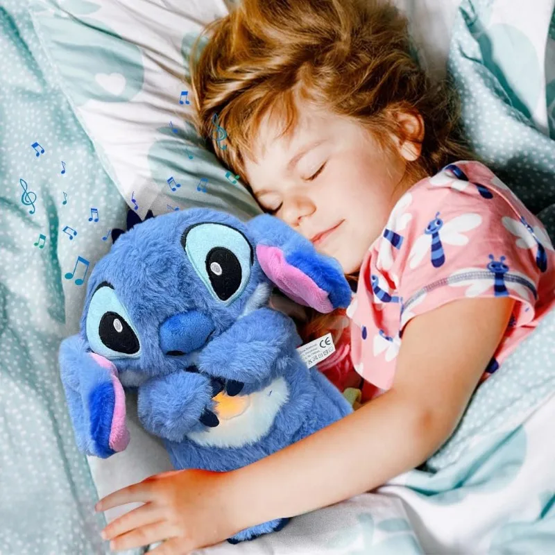 Disney Stitch Bedtime Plush Toy Breathing Stitch with Flapping Ear Sensory Music Lights & Rhythmic Motion Improve Sleep Kid Gift