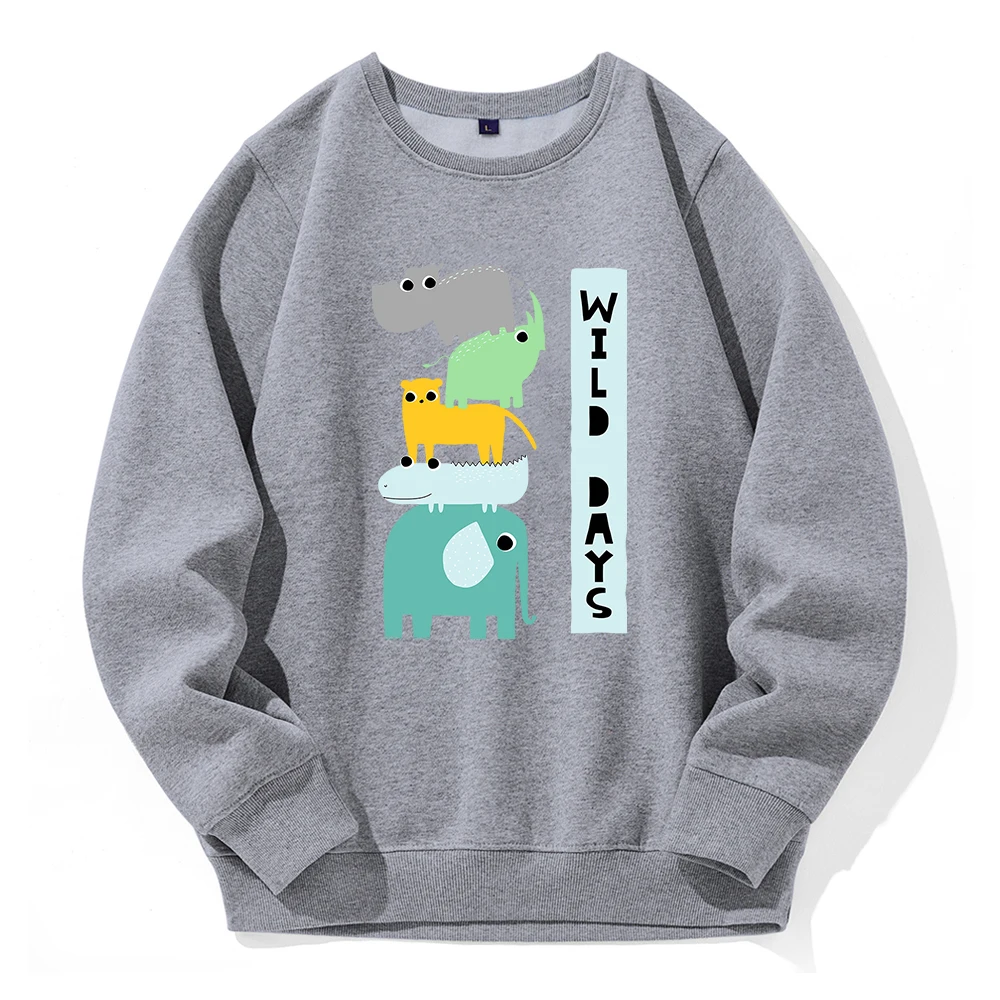 

Cartoon Animal'S Wild Days Printing Men Hoody Warm Fleece O-Neck Hooded Casual Fashion Tide Sweatshirt Classic Sports Hoodies