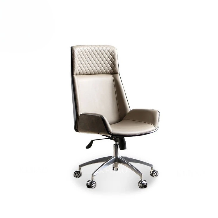 Modern Study Chair Solid Wood Piano Coated Leather Home Office Chair