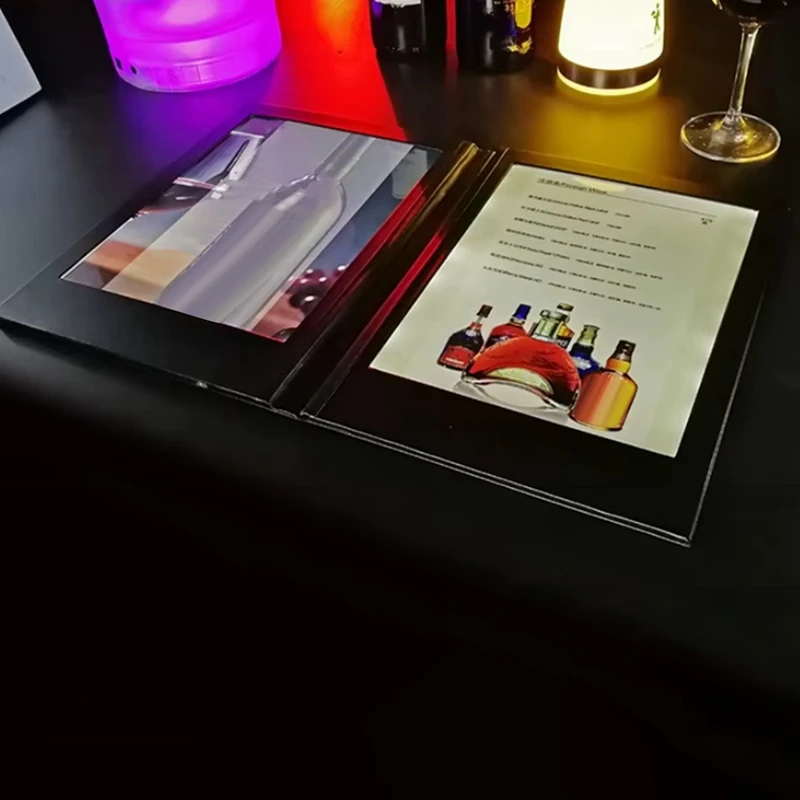 PTST Rechargeable LED Light Menu Book PU Leather Display Book Night Club Restaurants Beer Bar Shop Cafe