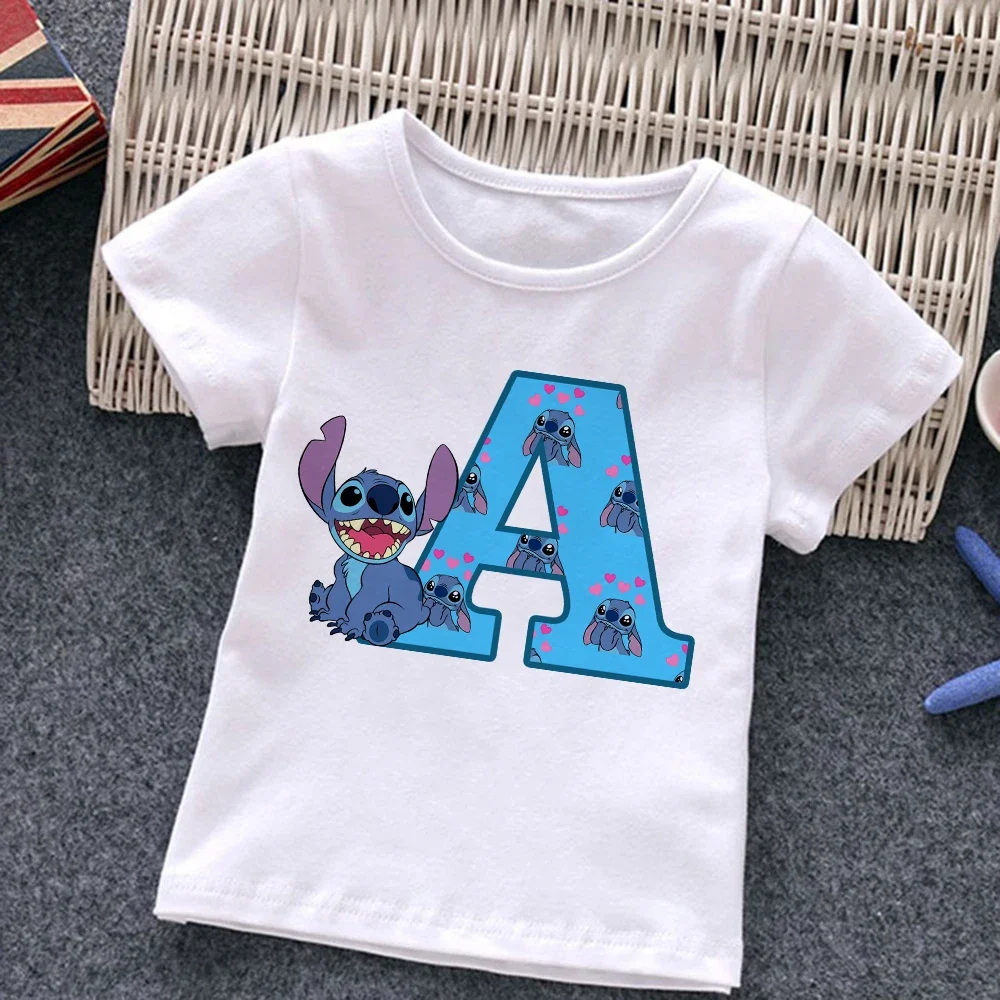 Camiseta infantil de Kawaii Harajuku, letra do ponto, A, B, C, D, camiseta infantil, com nome combinado, roupas casuais, menina, menino, criança, novo