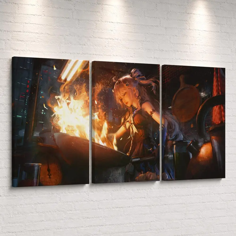 Anime Chef Framed Wall Painting Ready to Hang Canvas Poster Wall Art for Bedroom Living Room Hallway Home Decor Gift