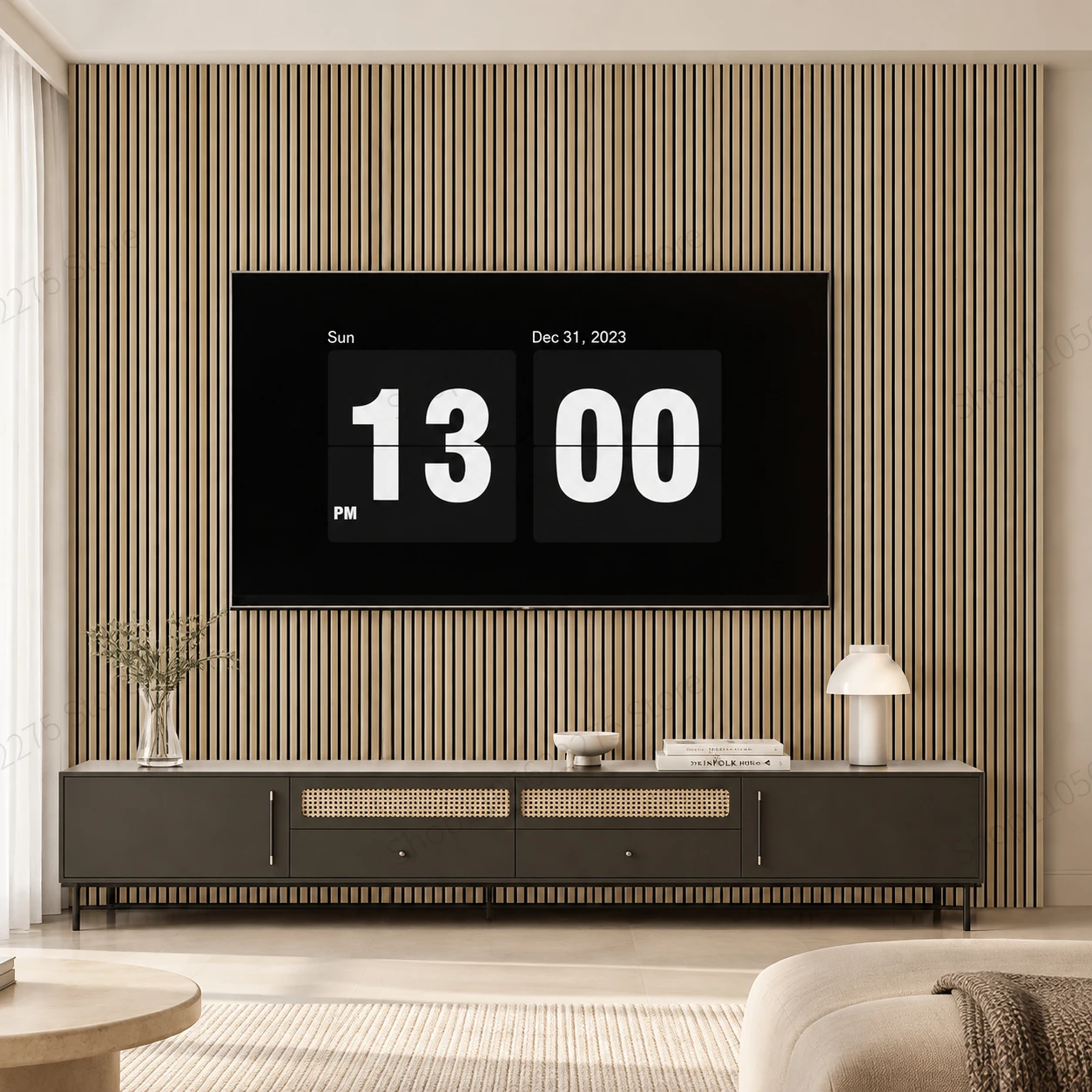 3D Slat Wall Panel Roll, Peel and Stick Wood Look Wall Covering, Thickened Self-Adhesive Decor for Living Room, Bedroom & Office