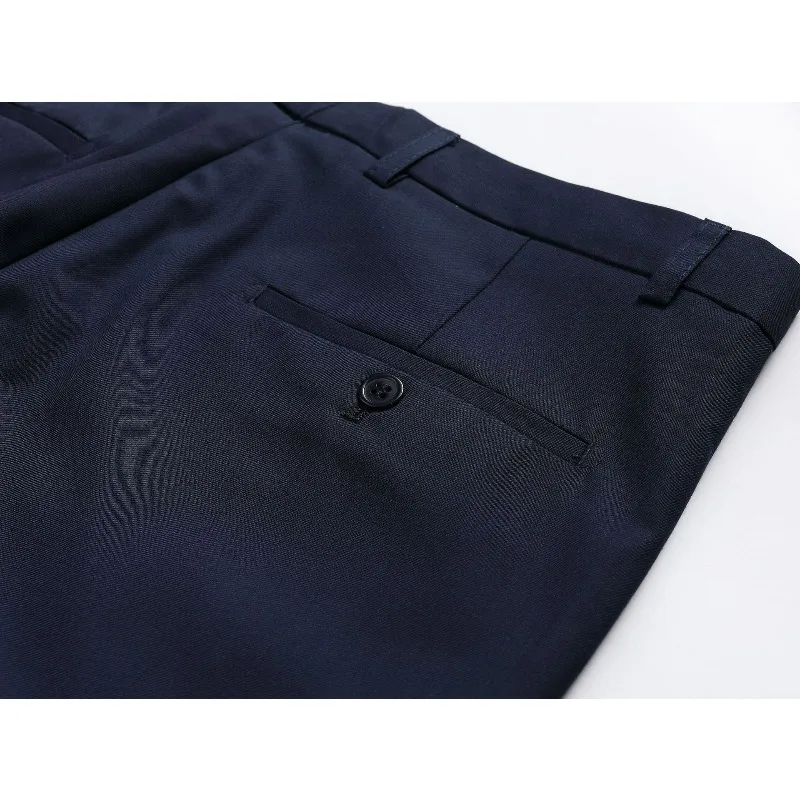 KIDWHXR Herren 2-teiliges Anzug-Set Stehkragen Einreihiger Blazer Gerade Hose Retro Einfarbiges Hochzeits-Bühnenoutfit – Detail 15