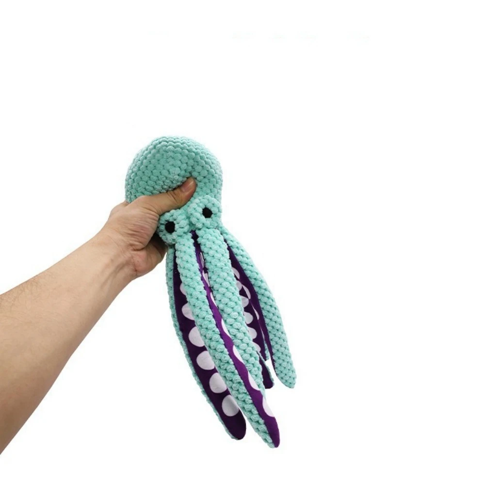 Nuevo juguete interactivo para masticar pulpo para perros, felpa perfumada, resistente a mordeduras, compañero de limpieza Dental para moler los dientes