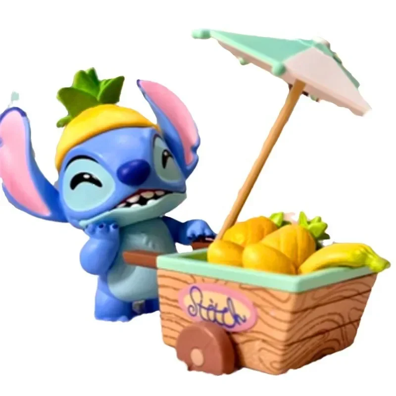 MINISO Disney Anime Kawaii Stitch Swim Series figuras caja ciega adorno de moda modelo colección muñeca de mano juguete caja misteriosa regalos