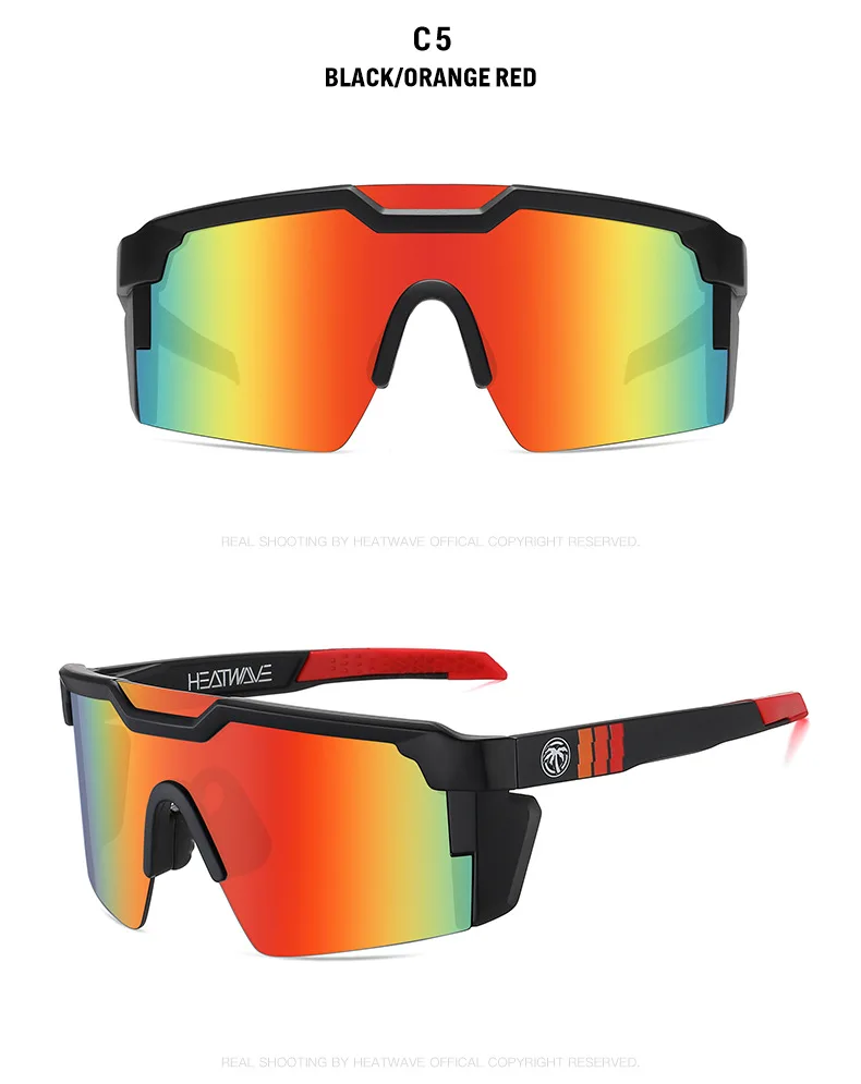 Heat wave hot selling cycling mountaineering high quality real film goggles fashionable colorful outdoor sports sunglasses