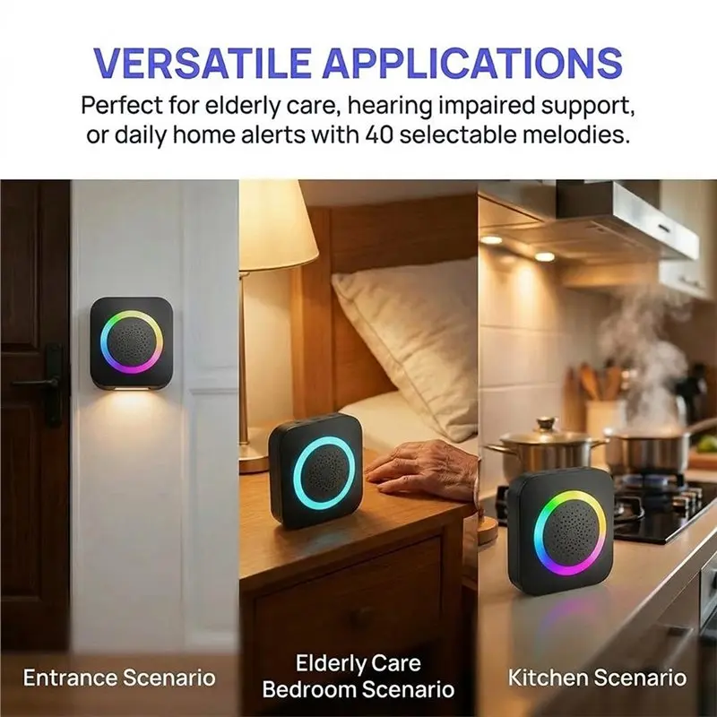 ABXF-Wireless Doorbell With Voice Alert Rainproof Cover EU PLUG
