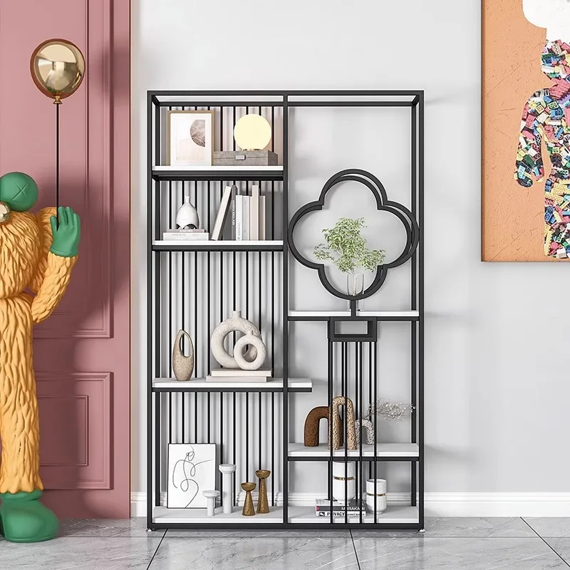 Rak Besi Tempa Mewah Ringan Rak Display Lantai Multi Lapis Rak Dekoratif Partisi Kantor