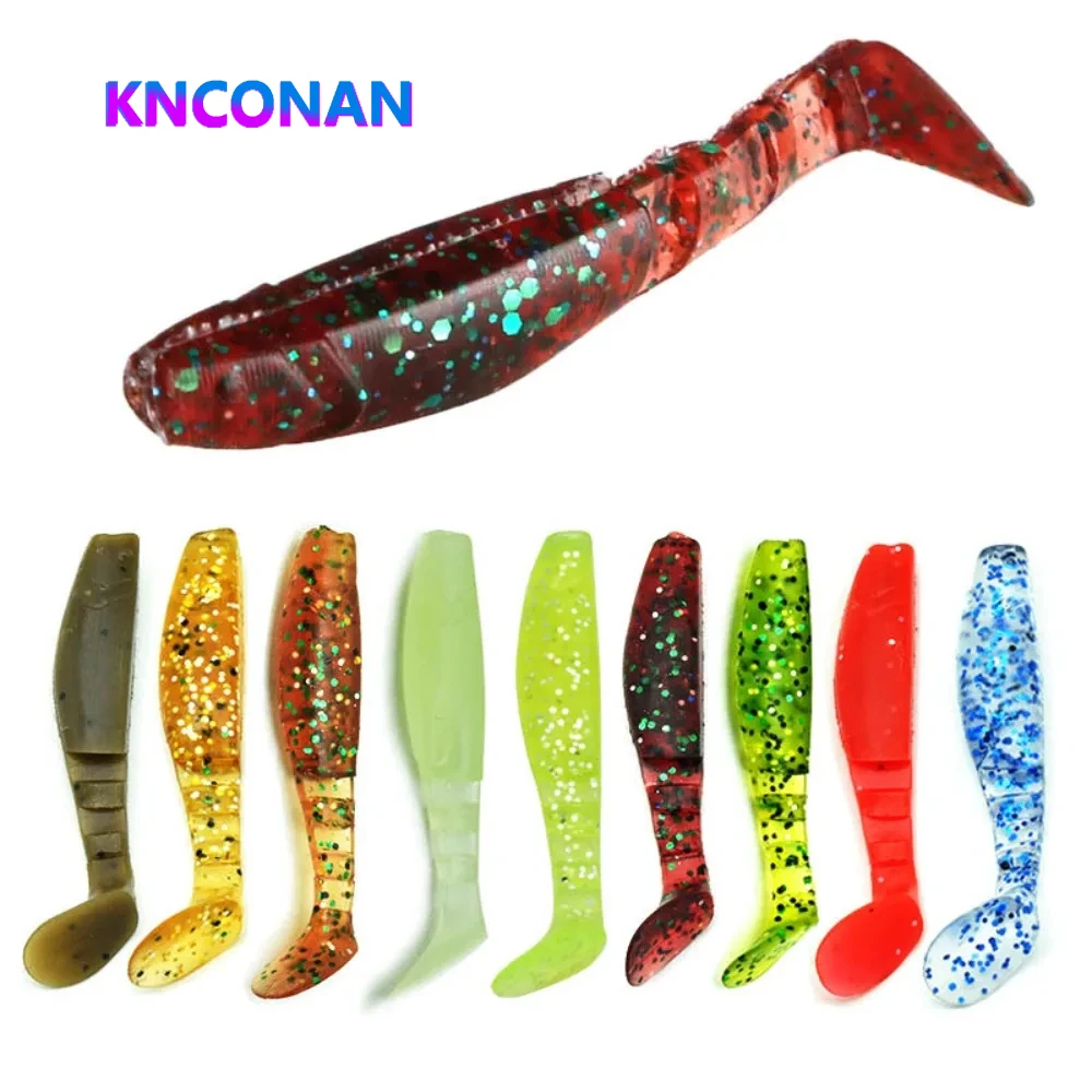 

KNCONAN 15pcs Fishing Bait 5.5CM 2G T-tail Soft Bait Luya Fake Bait Soft Worm Single Tail Worm Fishing Lures Lure Carp Fishing