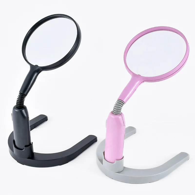 2.5X 5X Magnifier Desktop High-Definition Foldable Portable Desktop Magnifying Glass with Led Light Book Reading Loupe