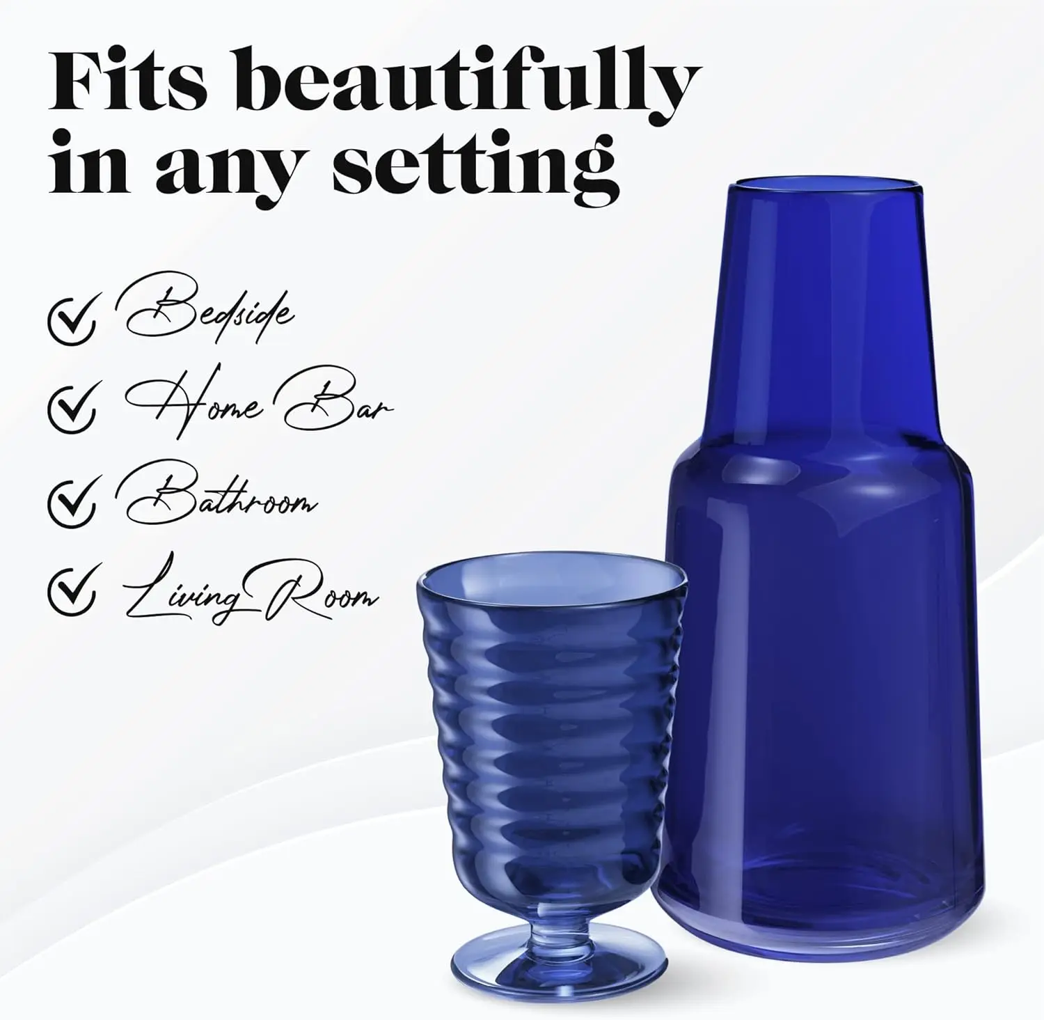 إبريق ماء بجانب السرير مع بهلوان | إبريق وزجاج للشرب بالقدمين | استخدم كوب كغطاء لـ Carafe | لغرفة الضيوف، منضدة، #5