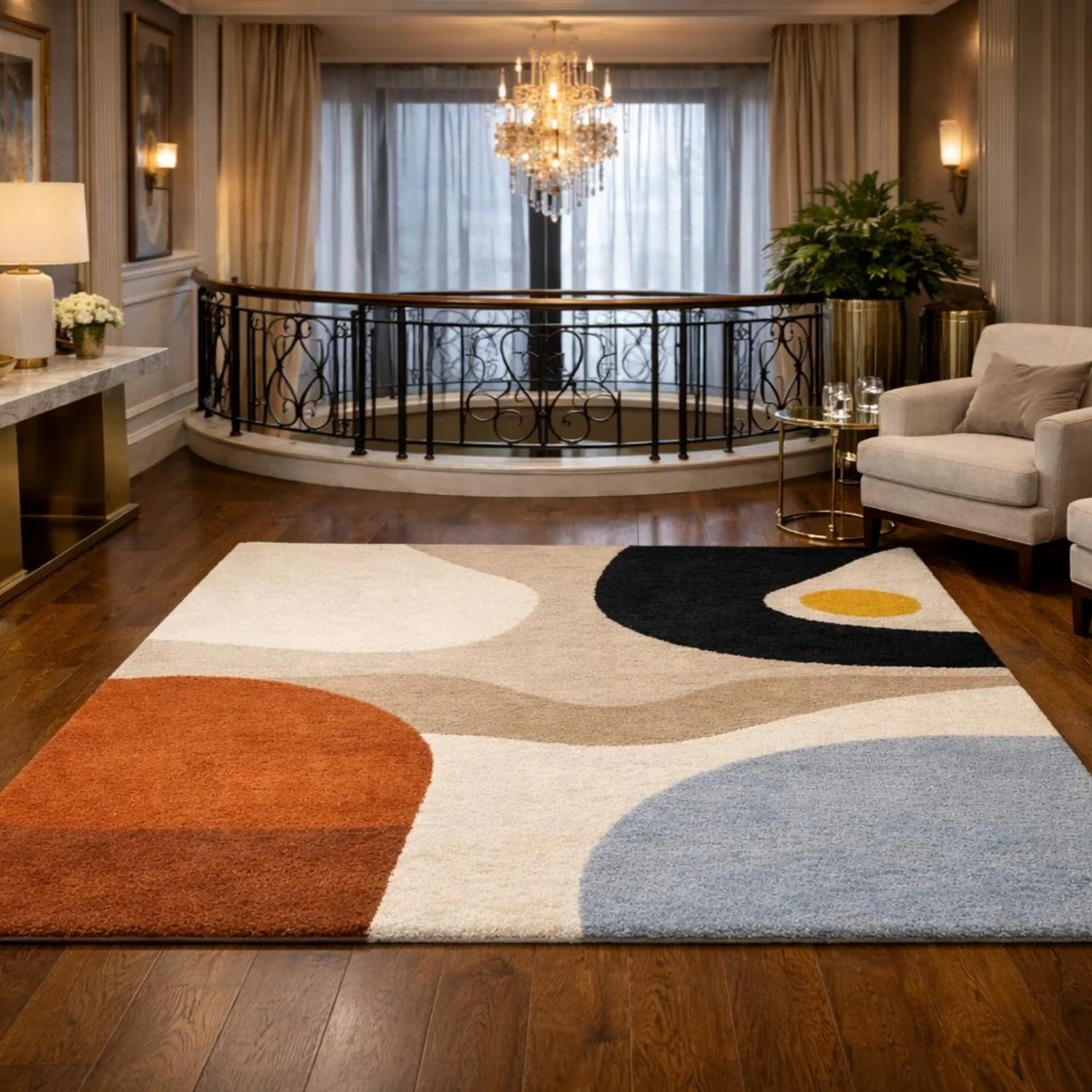 Room Decor Rug  8x10ft Mid Century Modern Rug, R Abstract Area Rug, Vintage Inspired Living Room DE1cor