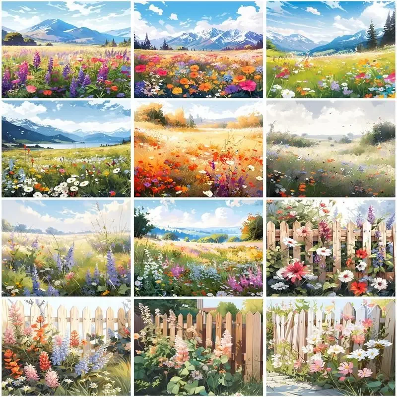 

125913 Pictures By Number Flower Scenery Kits Home Decor Painting By Numbers Drawing On Canvas HandPainted Art