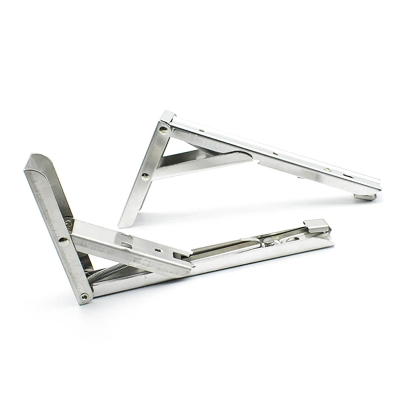 1 Pair Of Stainless Steel Triangular Brackets, Thickened Bearing Brackets, Spring Folding Shelf, Shelf On The Wall Easy Install