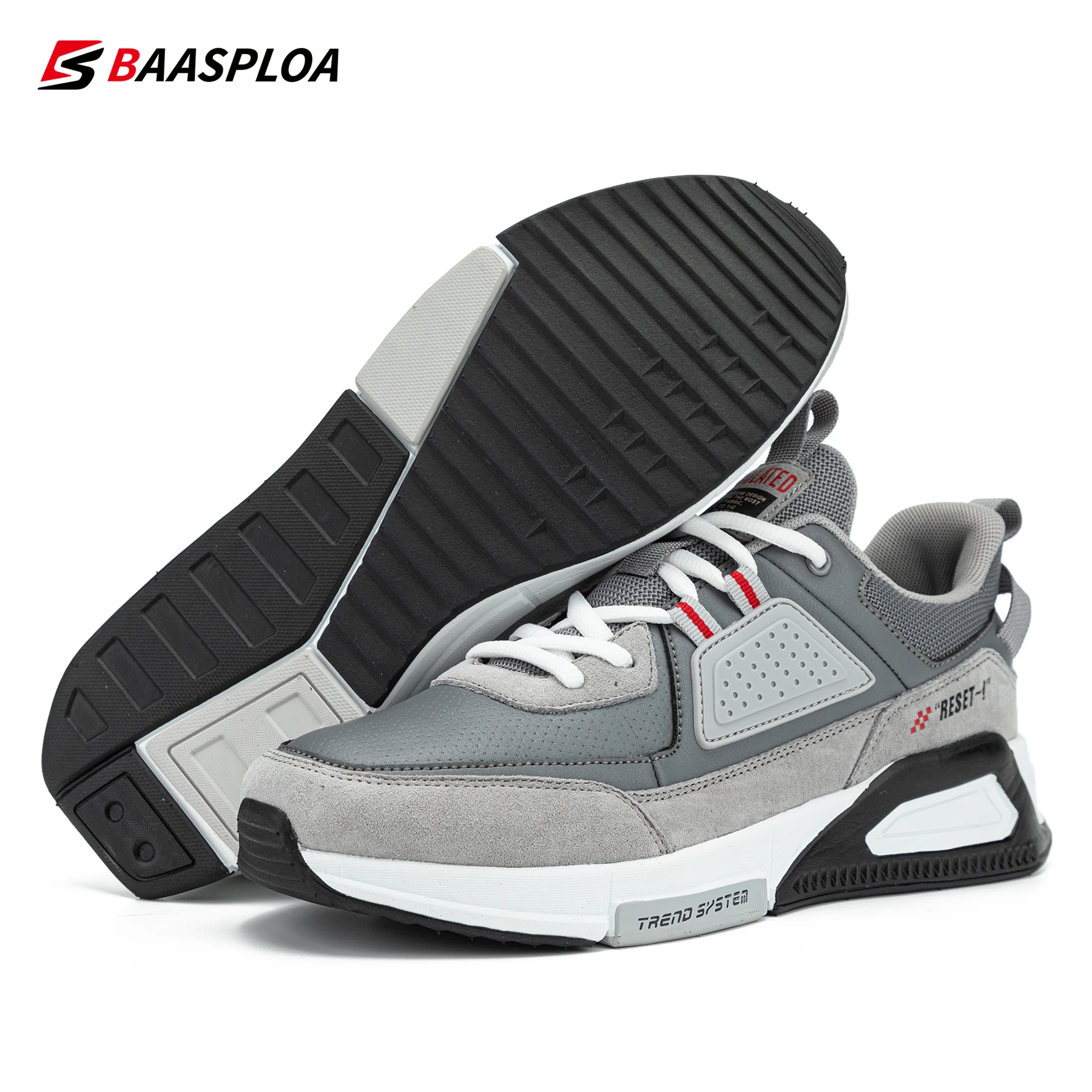 Baasploa 2023 nuevos zapatos informales impermeables para correr, zapatos Tenis de cuero de moda, zapatos deportivos antideslizantes resistentes al desgaste para hombre