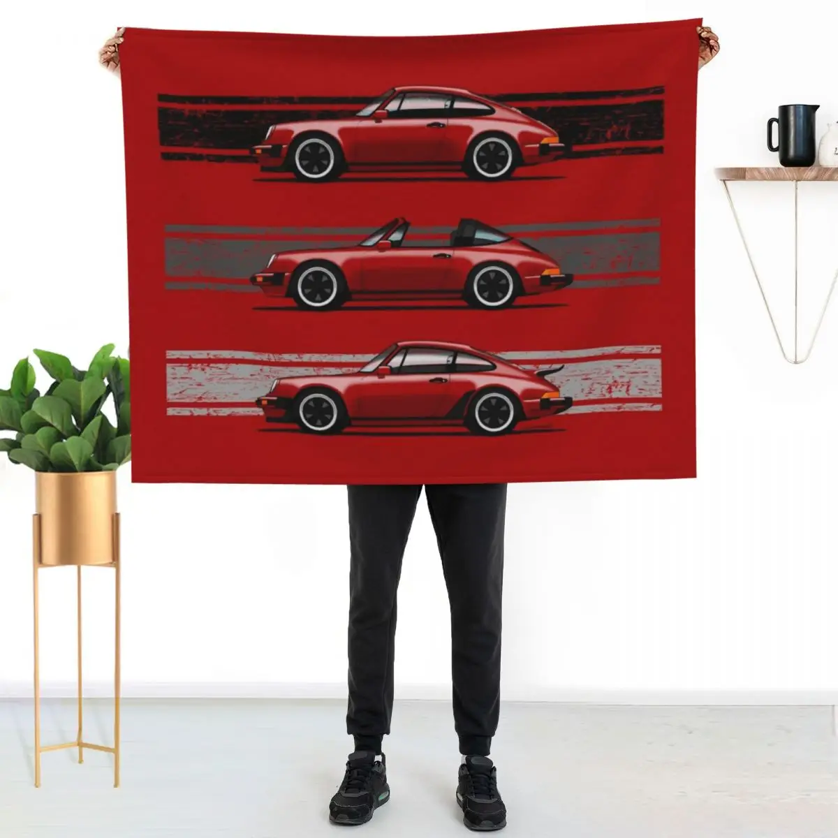 My drawing of the iconic German sports cars in green Throw Blanket Fluffy Cozy Throw Blanket for Home Decor