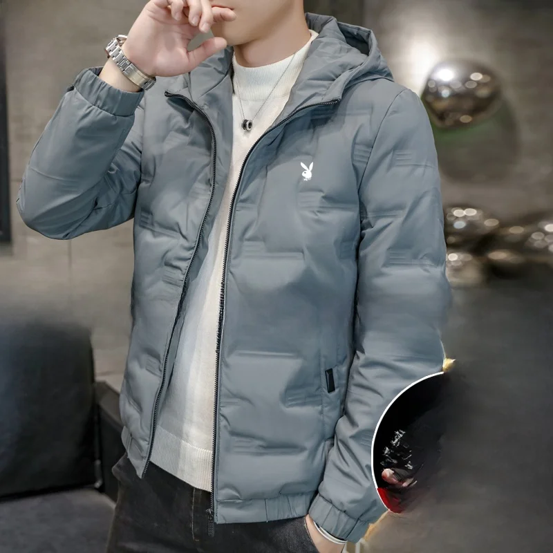 

Men's Cotton Jaet Lightweight Warmth Hooded down Coat Youth Faion Casual Polyester Fiber Stand Fit ort Sle