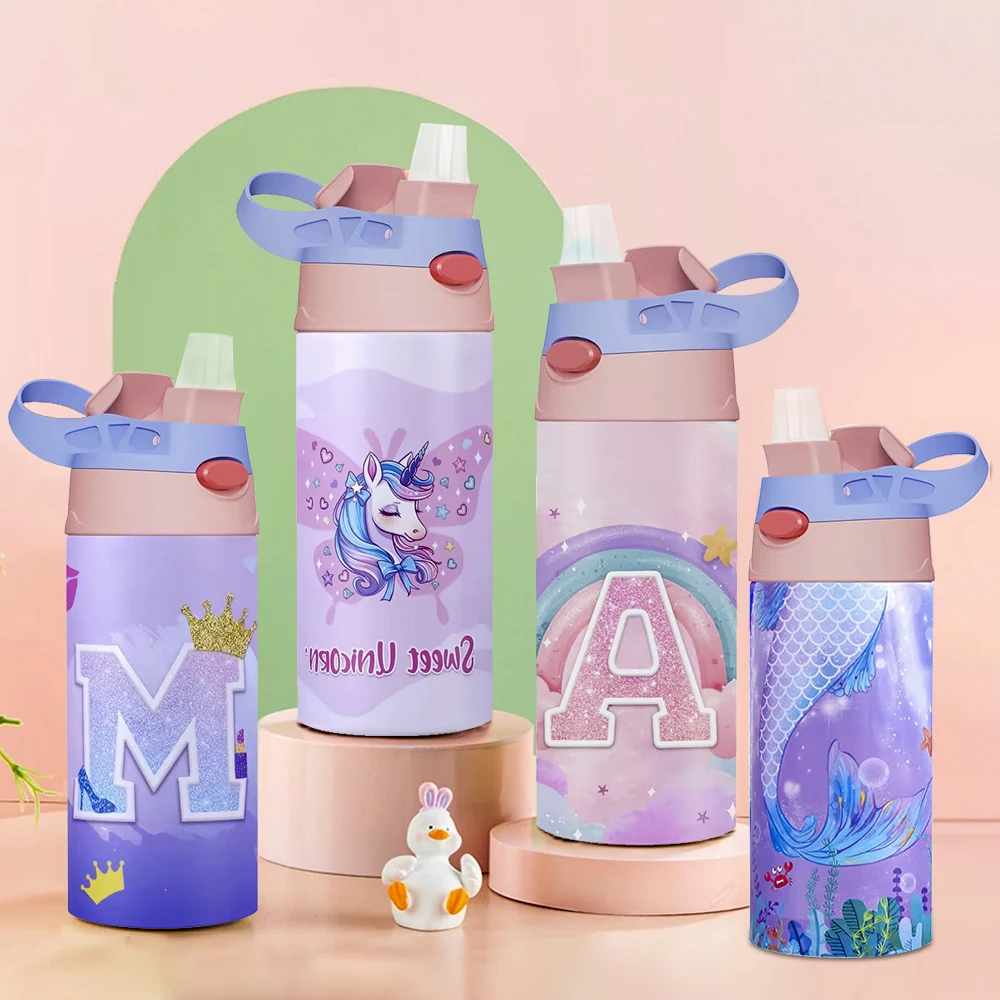 

360ML Kids Thermos Bottle Stainless Steel Thermos Mug Leak-Proof Vacuum Flasks Children Unicorn Thermal Water Bottle For School