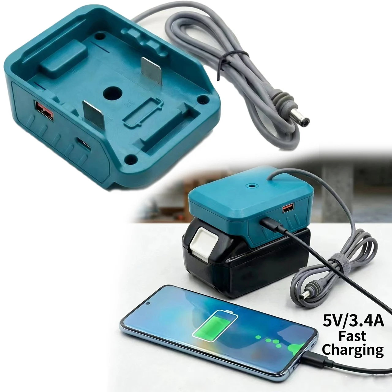 

18W DC Adapter Battery Adapter With 96cm Cable For 18V 20V MAX Lithium Battery Power Supply For Work Lights And Fans