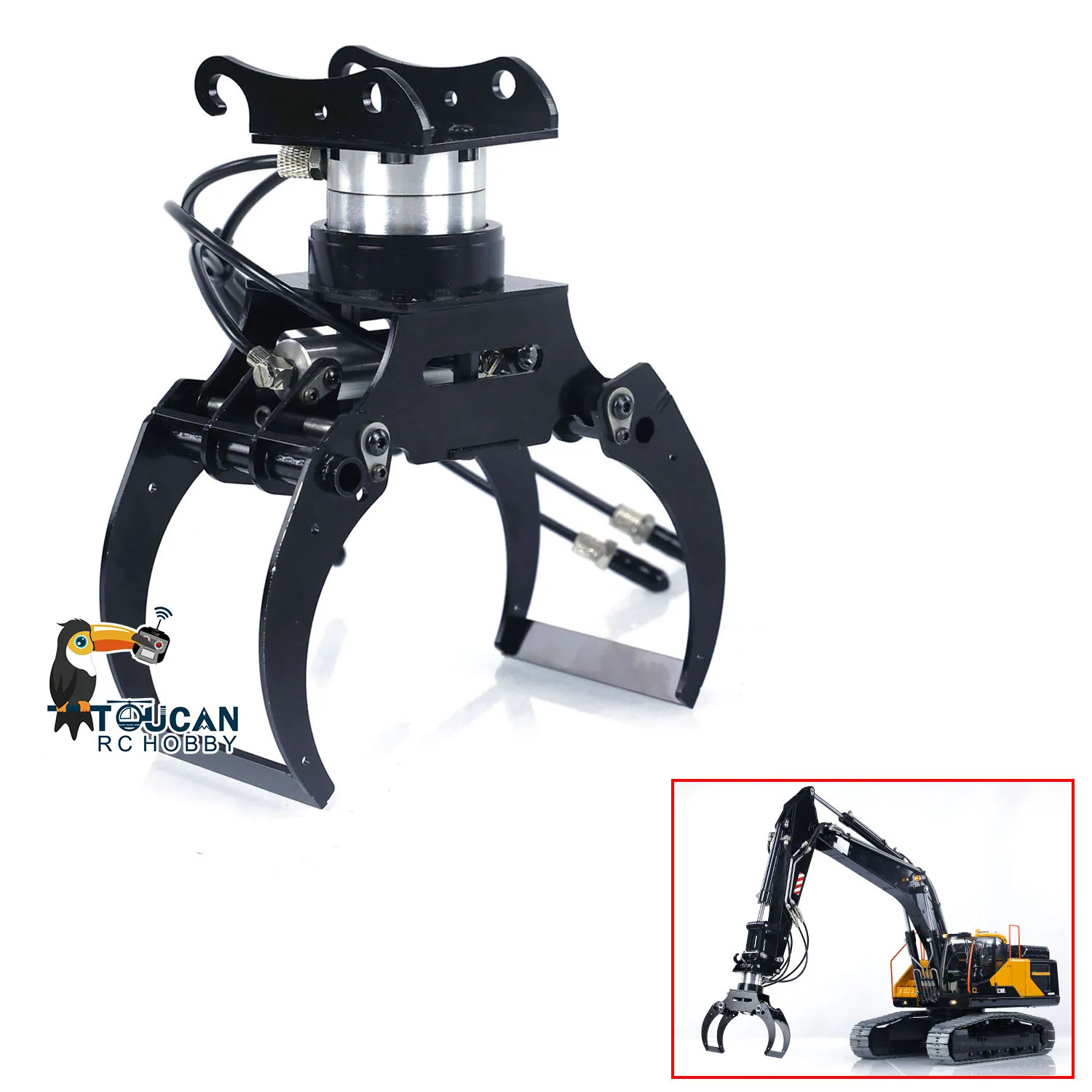 

RC Metal Black Hydraulic Claw 1/14 Scale Grab for 946 Normal Boom Remote Control Diggers Excavator EC380 Model TH22923