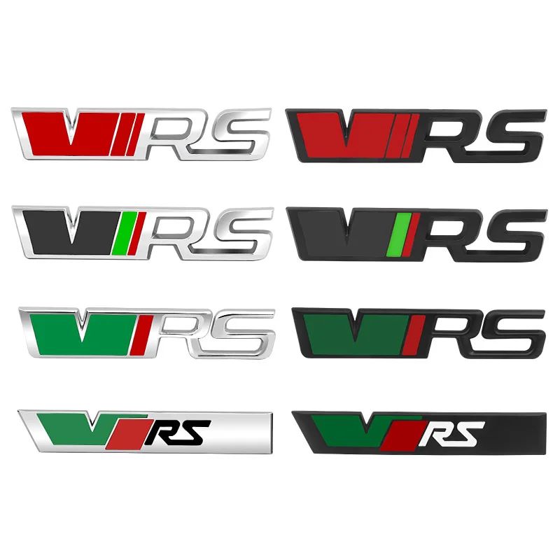 3D Metal RS VRS Logo Emblem Badge Car Trunk Sticker Front Grille VRS 5E 2014 2016 2023 Accessories