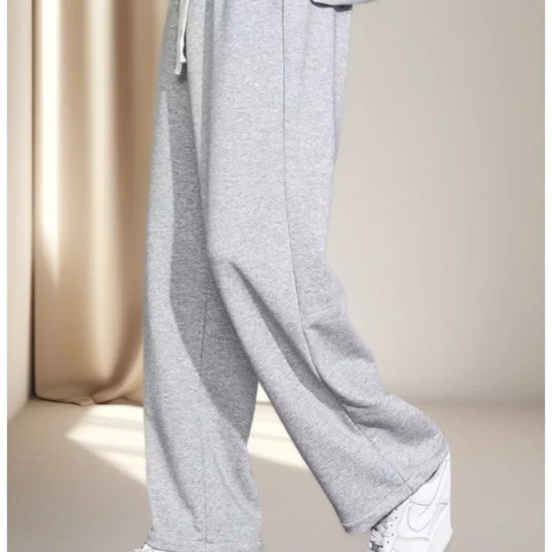 メンズグレールーズストレートレッグパンツ、男性用夏用軽量ワイドレッグスウェットパンツ、快適なカジュアルパンツ