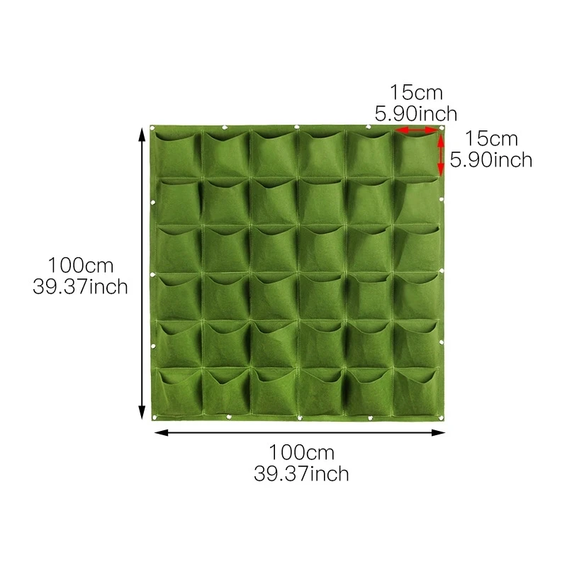 36/72 Pockets Green Grow Bag Wall Hanging Planting Bags Planter Vertical Garden Vegetable Living Outdoor Garden Home Tool