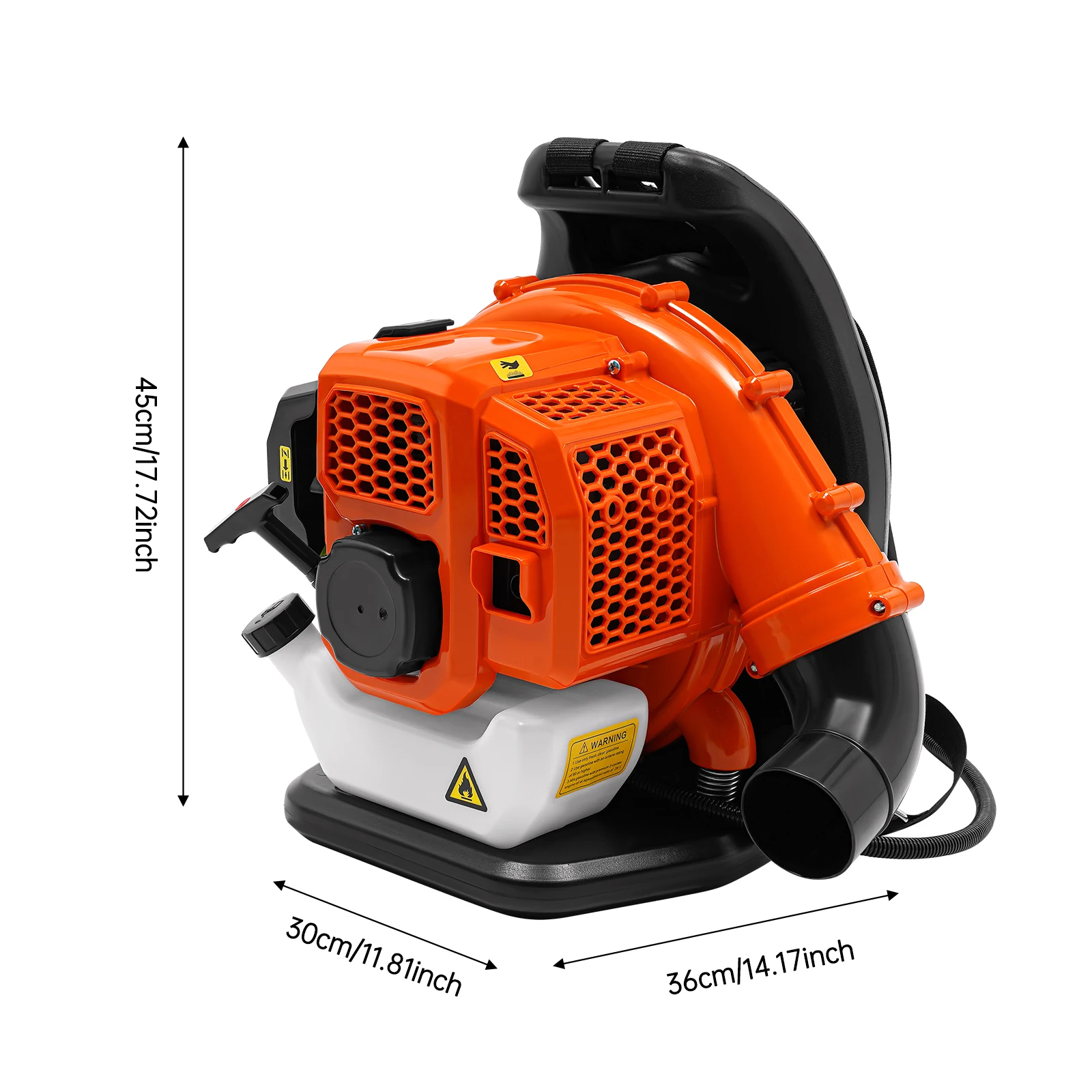 2-Stroke Backpack Leaf Blower – 1.25kW, 7000RPM, 70m/s Wind Speed, 1.2L Fuel Tank, Adjustable Airflow, Lightweight, Ergonomic Straps, Detachable Tubes, Low Noise, Ideal for Outdoor Cleaning