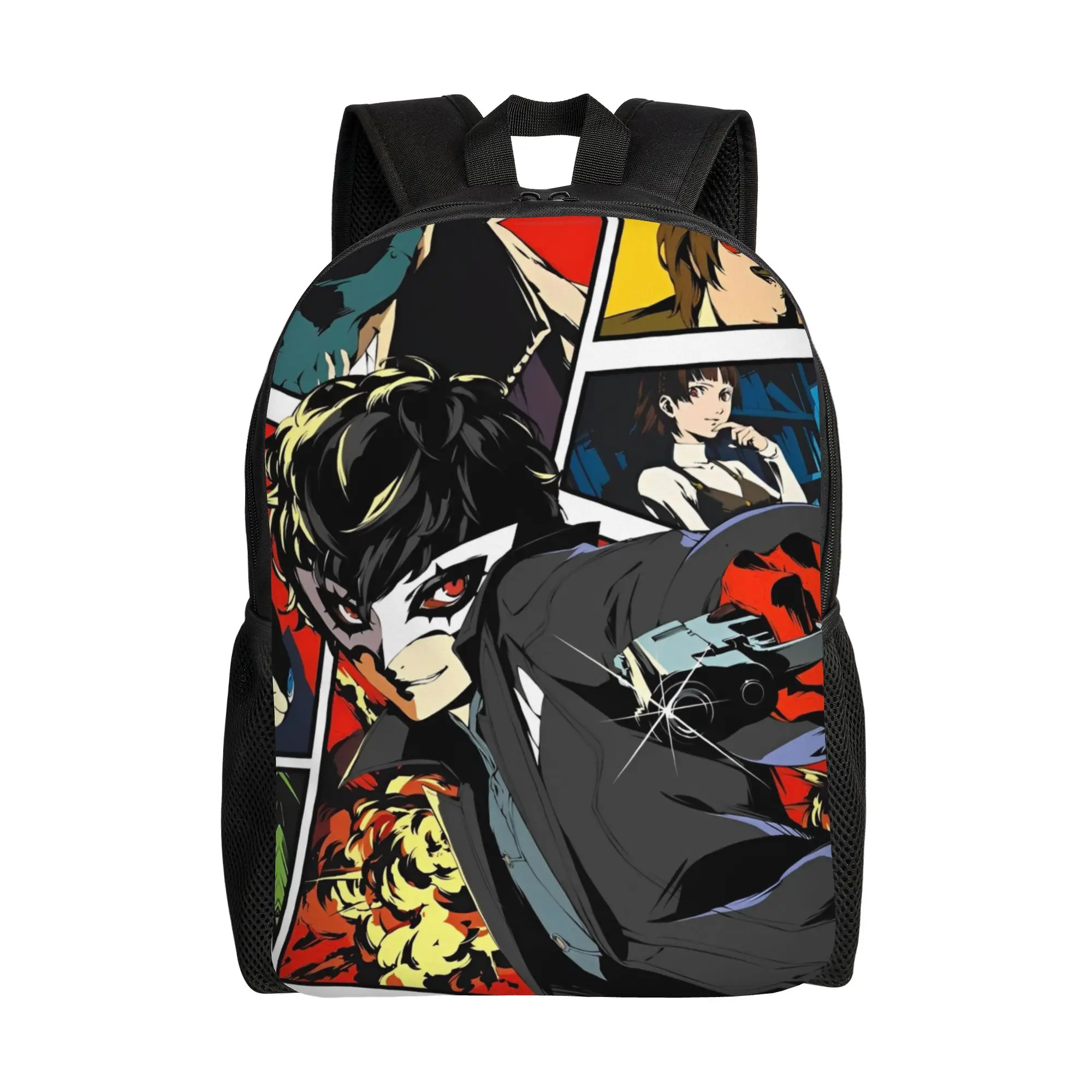 

Стильный рюкзак Personas P5 в стиле аниме с карманом, для старшеклассников, деловых поездок, для мужчин и женщин, студенческий, из холщовой ткани