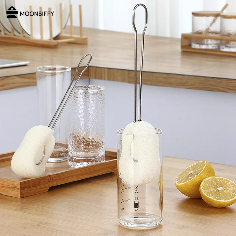 Long Handle Sponge Cup Brush Glass Cleaner Drink Wineglass Bottle Glass Kitchen Cleaning Tools Dish Washers Limpieza Hogar 전자레인지